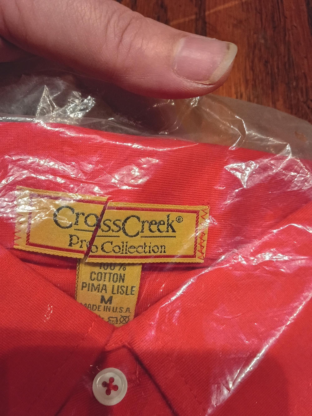 Vintage CrossCreek Pro Collection Red Pima Lisle Cotton Polo - M